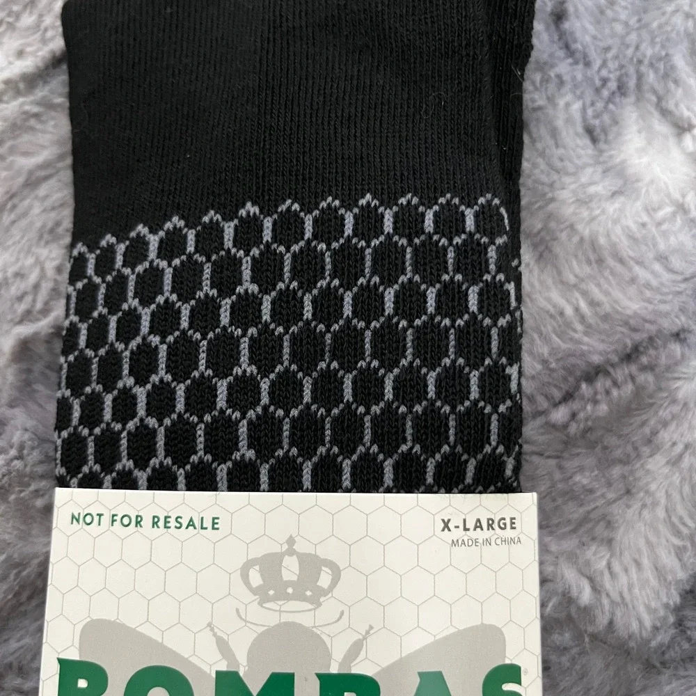 NEW Bombas Black XLARGE crew unisex Socks honeycomb Bee Logo 4‎ pack Pair